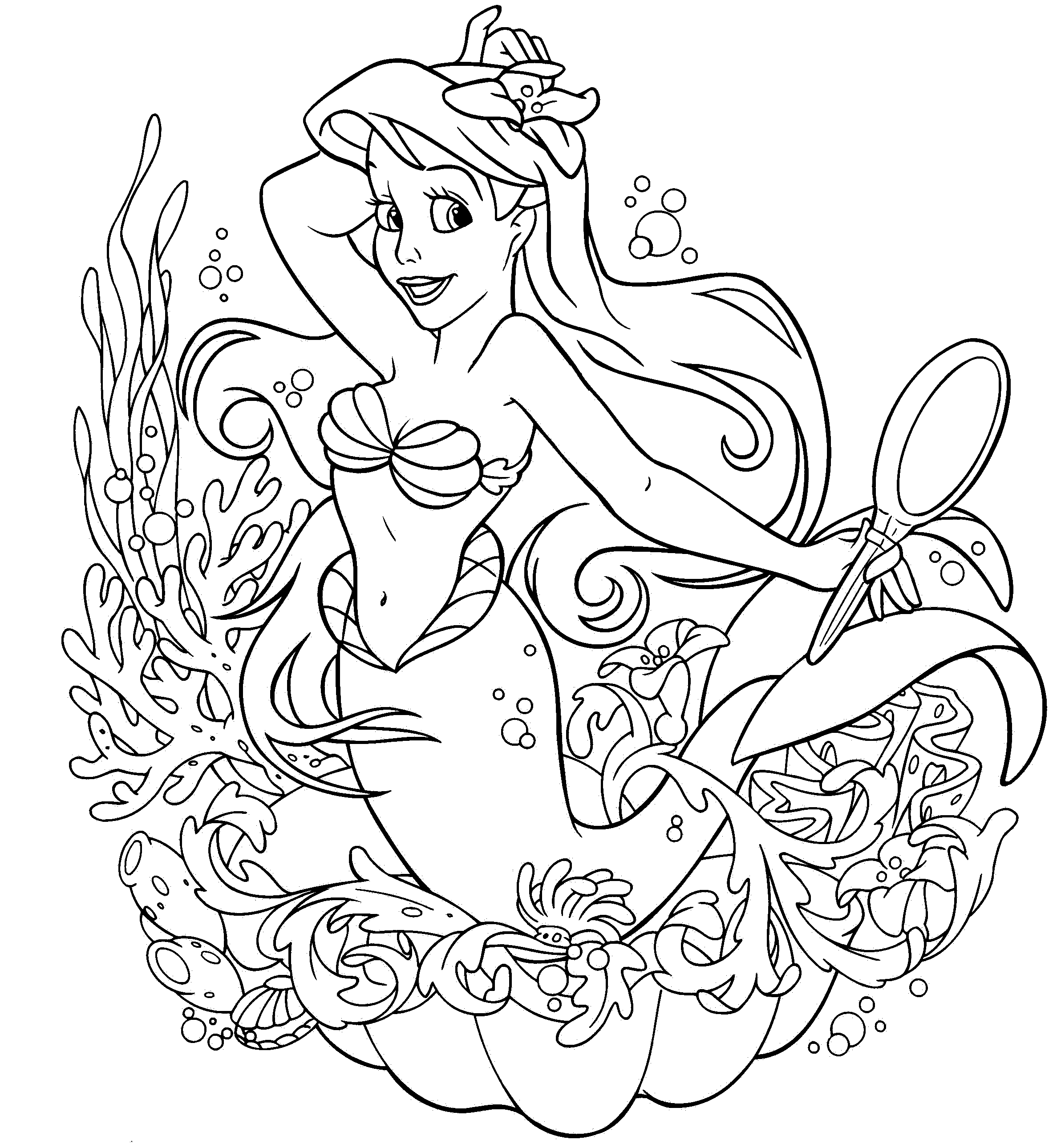 Coloriage Ariel La Petite Sirène - Sirène à imprimer
