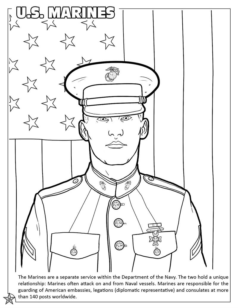 Coloriage Armed Forces Us Marines - Militaire à imprimer