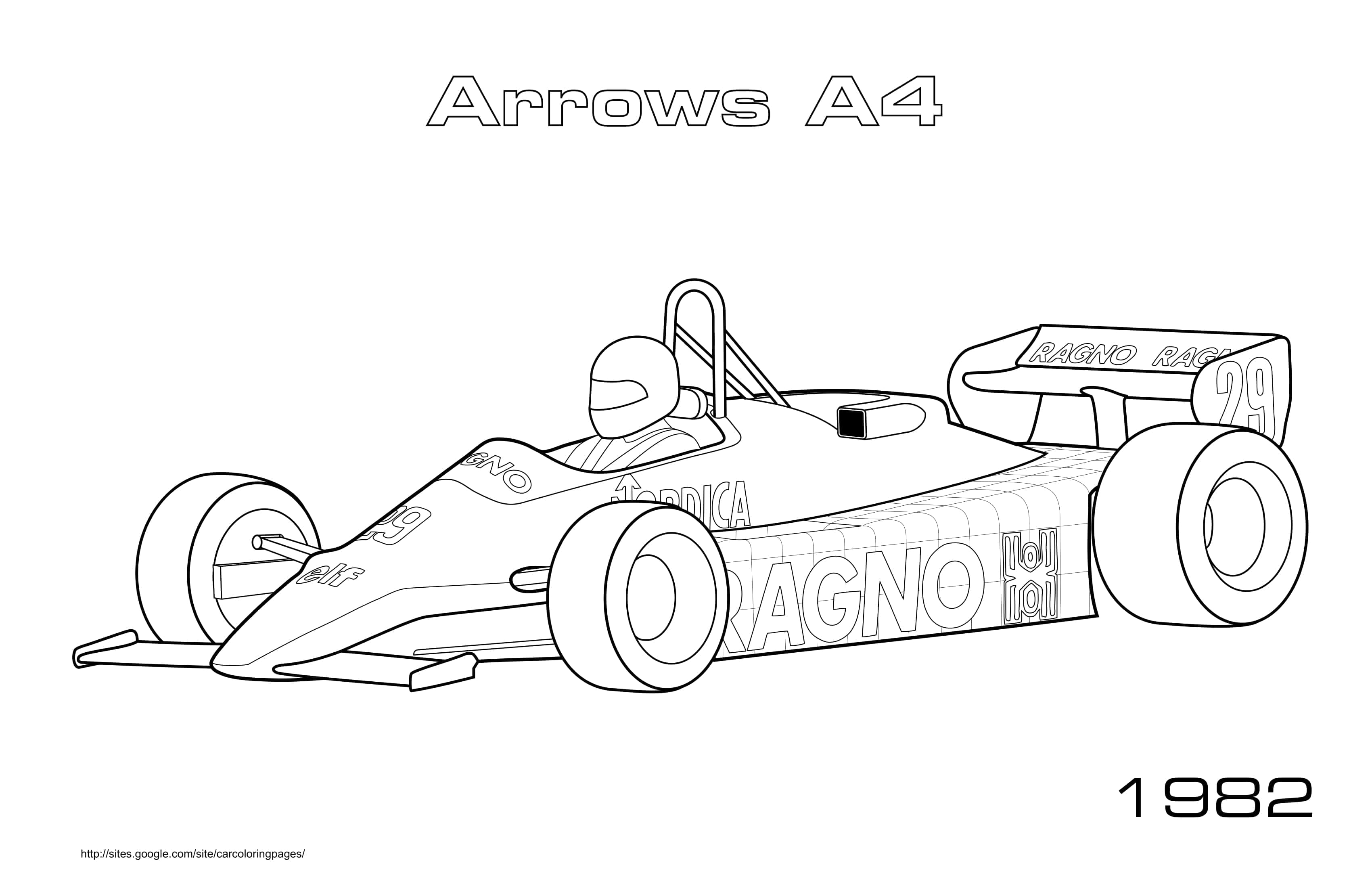 Coloriage Arrows A4 monoplase Formule 1 1982 - Formule 1 à imprimer