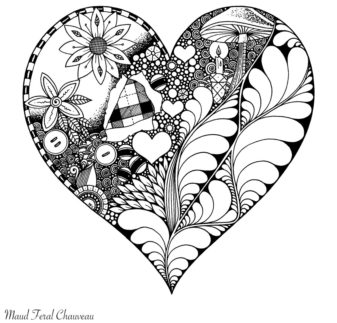 Coloriage Artherapie Saint Valentin Cœur - Saint-Valentin à imprimer