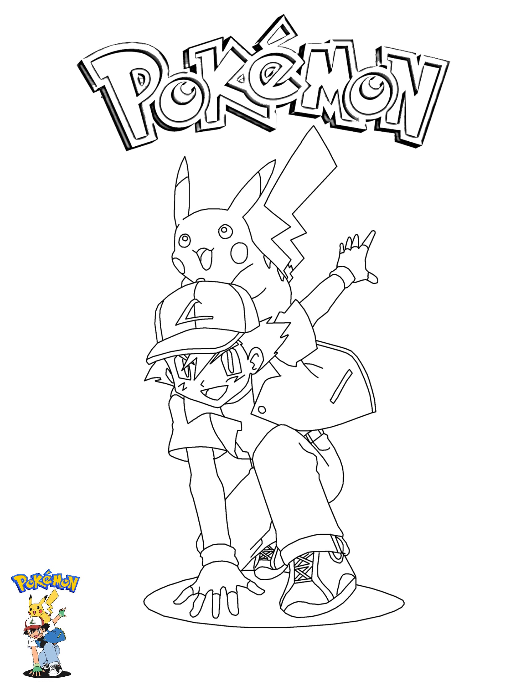 Coloriage Ash And Pikachu Pokemon - Pokémon à imprimer