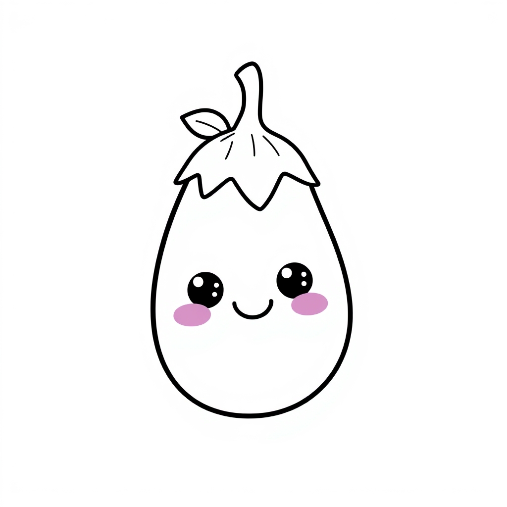 Coloriage Aubergine Stylisée - Legumes à imprimer