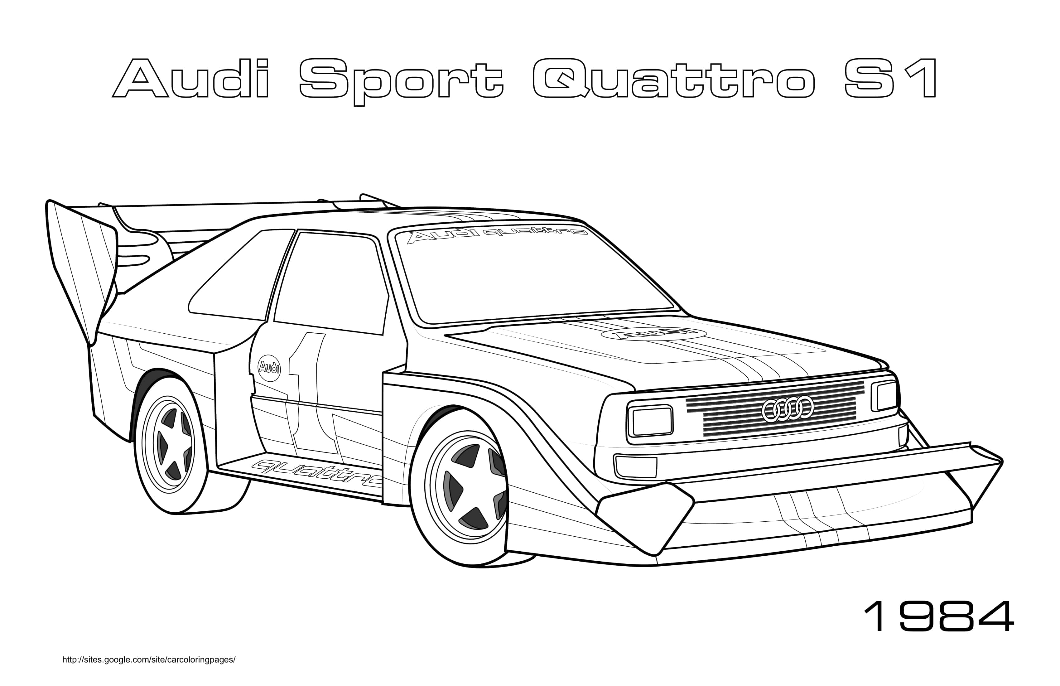 Coloriage Audi Sport Quattro S1 1984 rallye - Voiture à imprimer