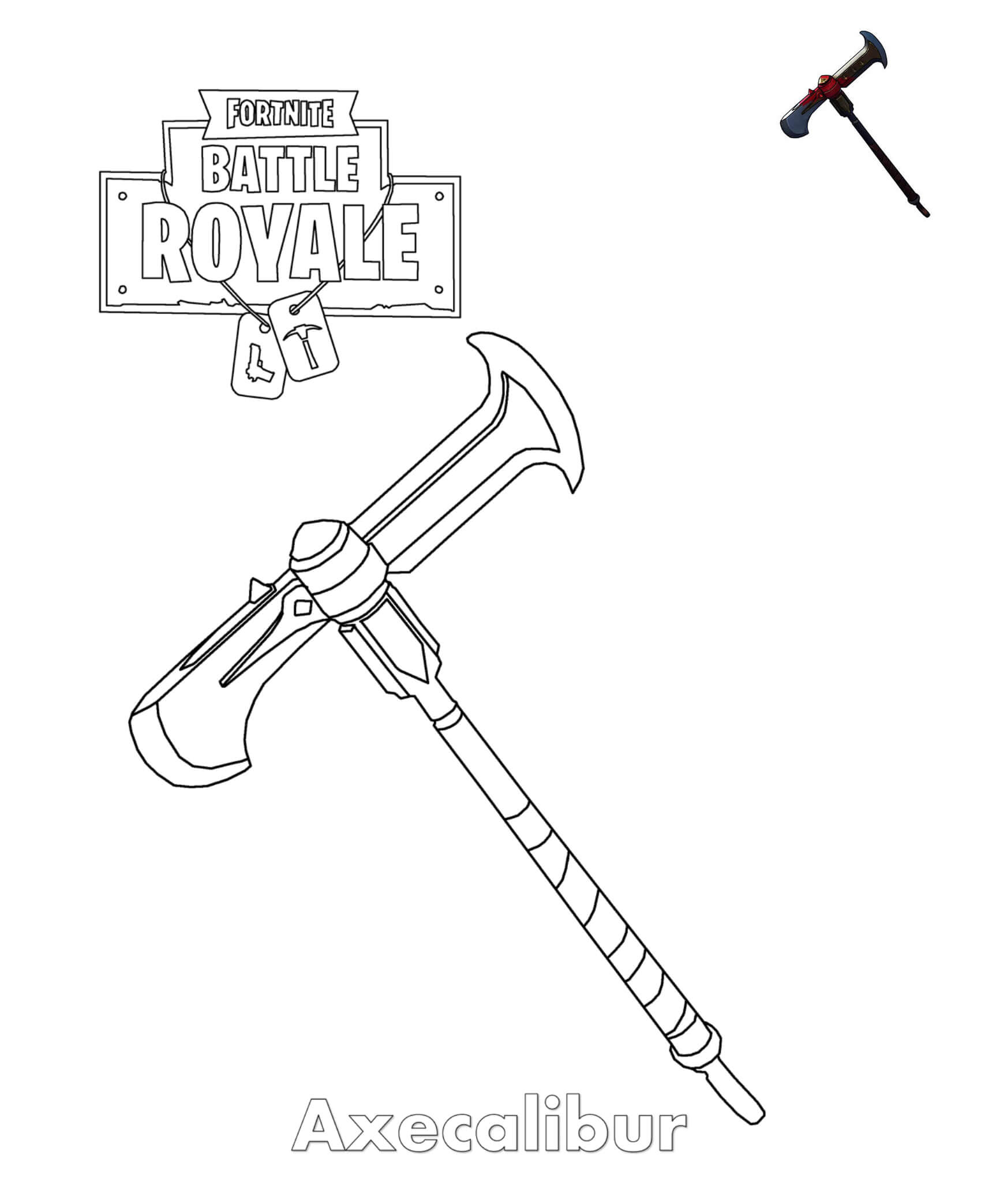 Coloriage Axecalibur Fortnite Item - Fortnite à imprimer