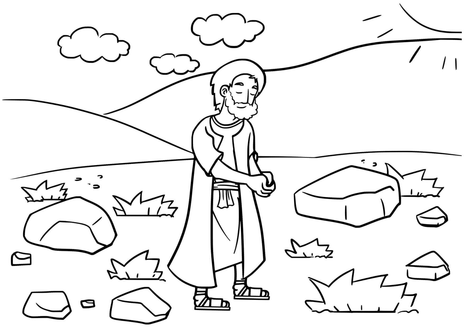 Coloriage Retour à Béthel - Genèse 35:1-5 - Jésus à imprimer