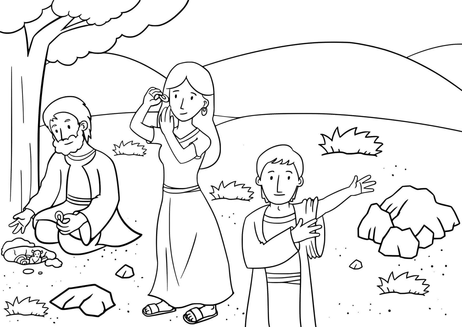Coloriage Voyage spirituel vers Bethel biblique - Jésus à imprimer