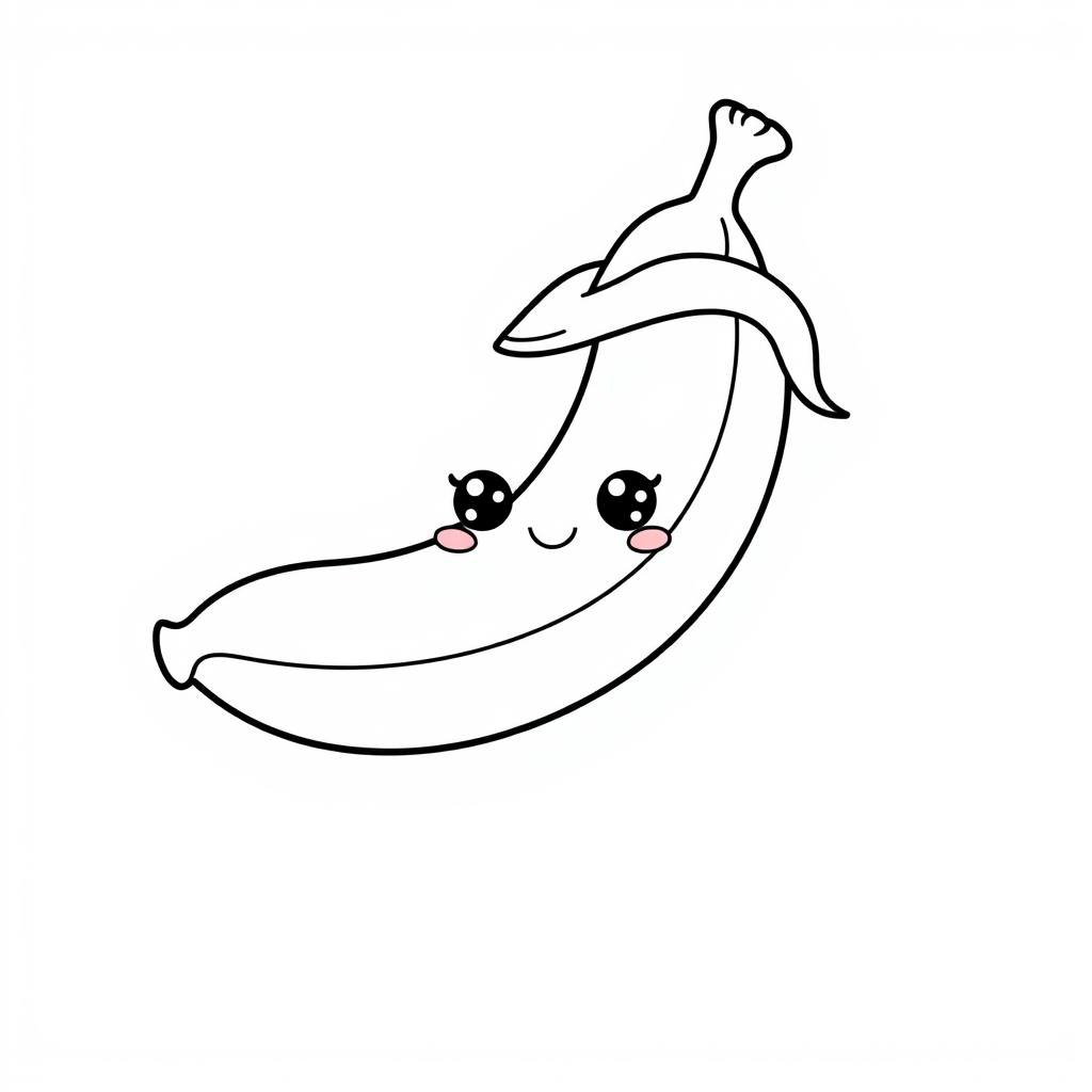 Coloriage Banane 1 Fruit Kawaii - Kawaii fruits à imprimer