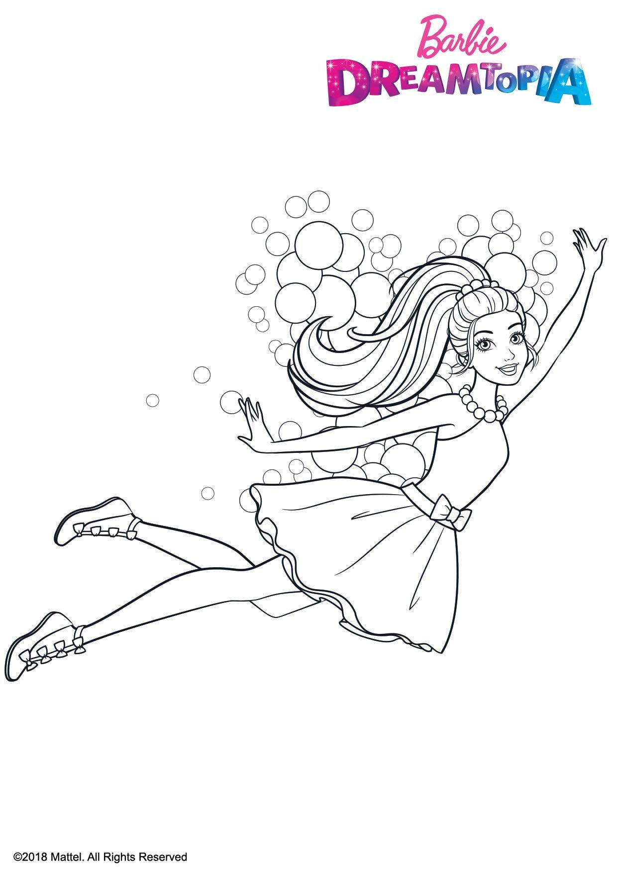 Coloriage Barbie Bulles Féeriques - Barbie à imprimer