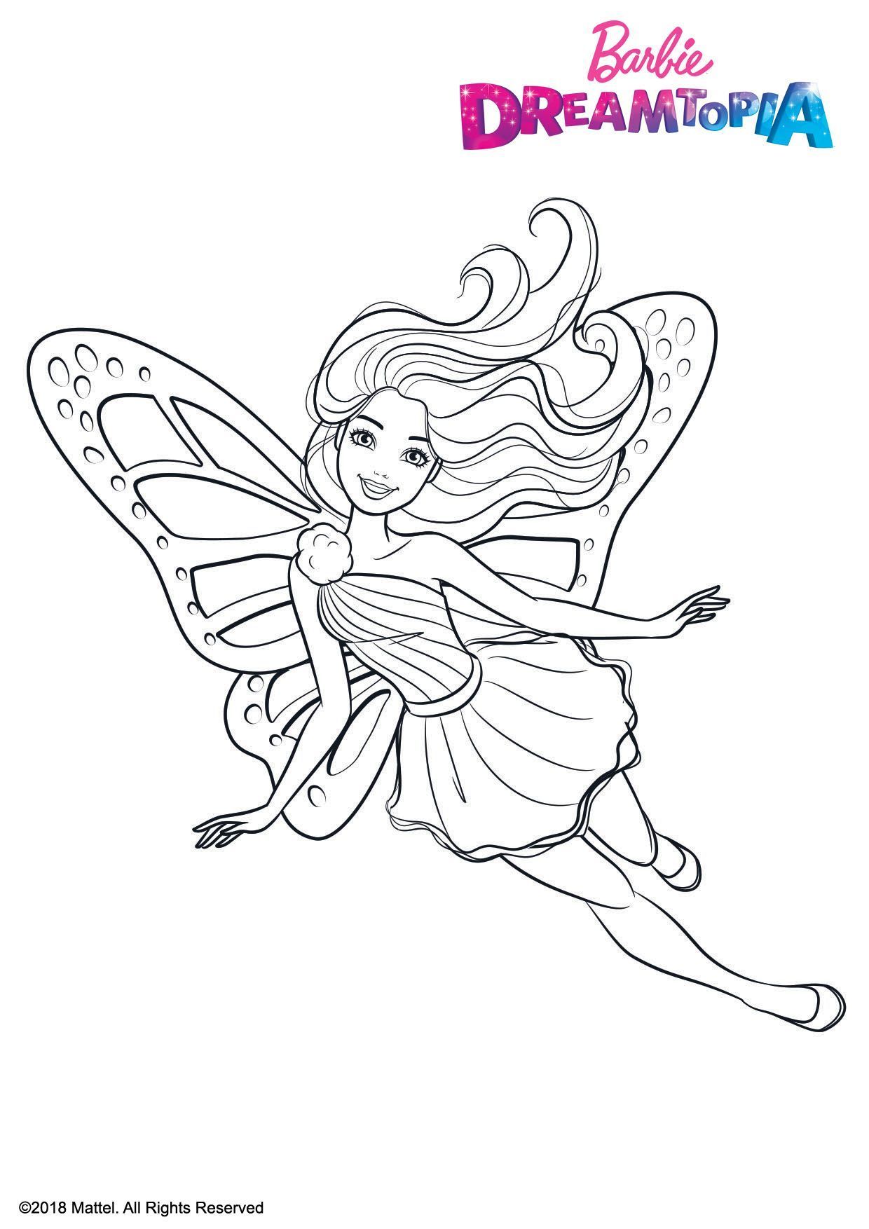 Coloriage Barbie Fée Multicolore - Barbie à imprimer