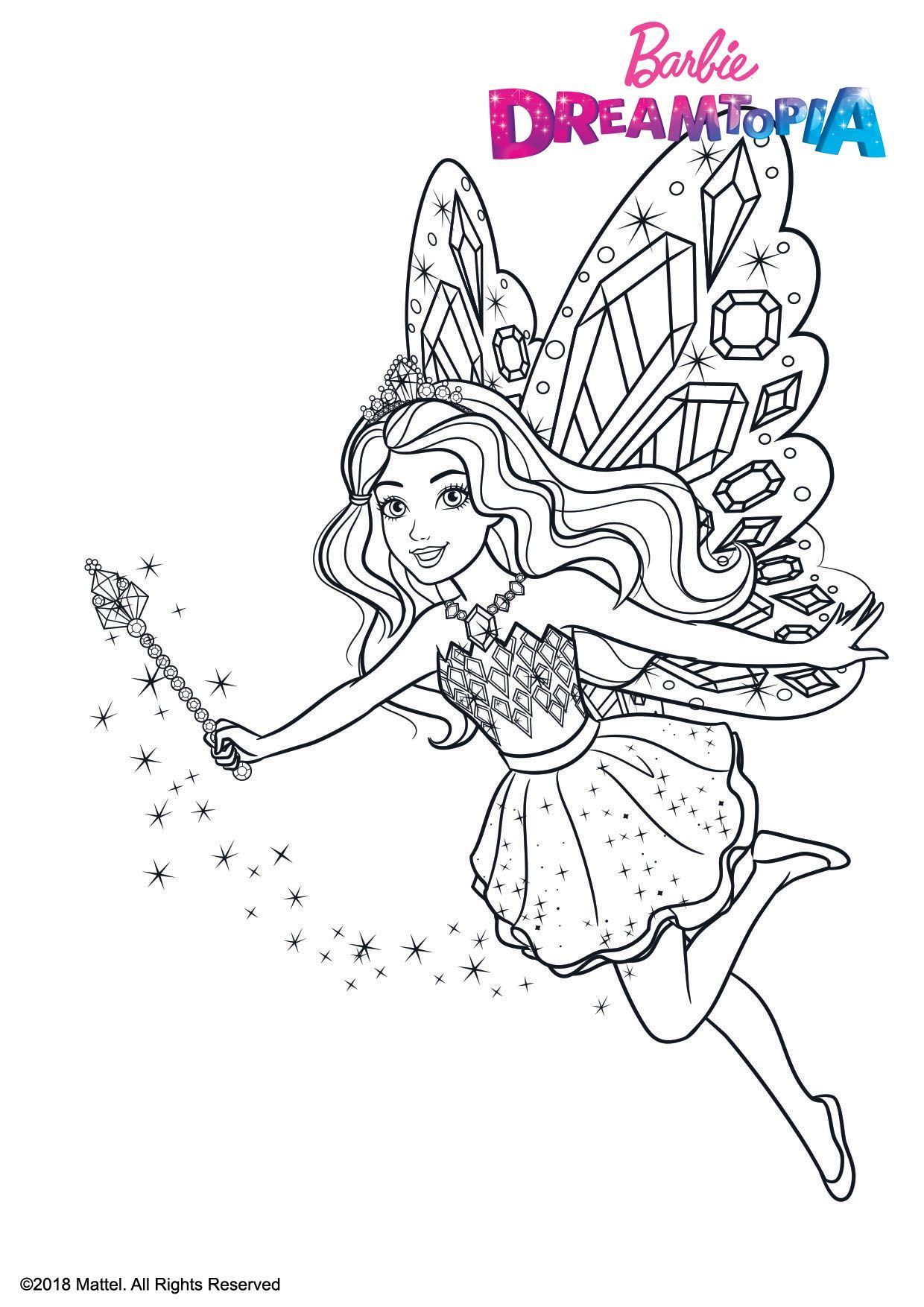 Coloriage Barbie Fée Paillettes - Barbie à imprimer