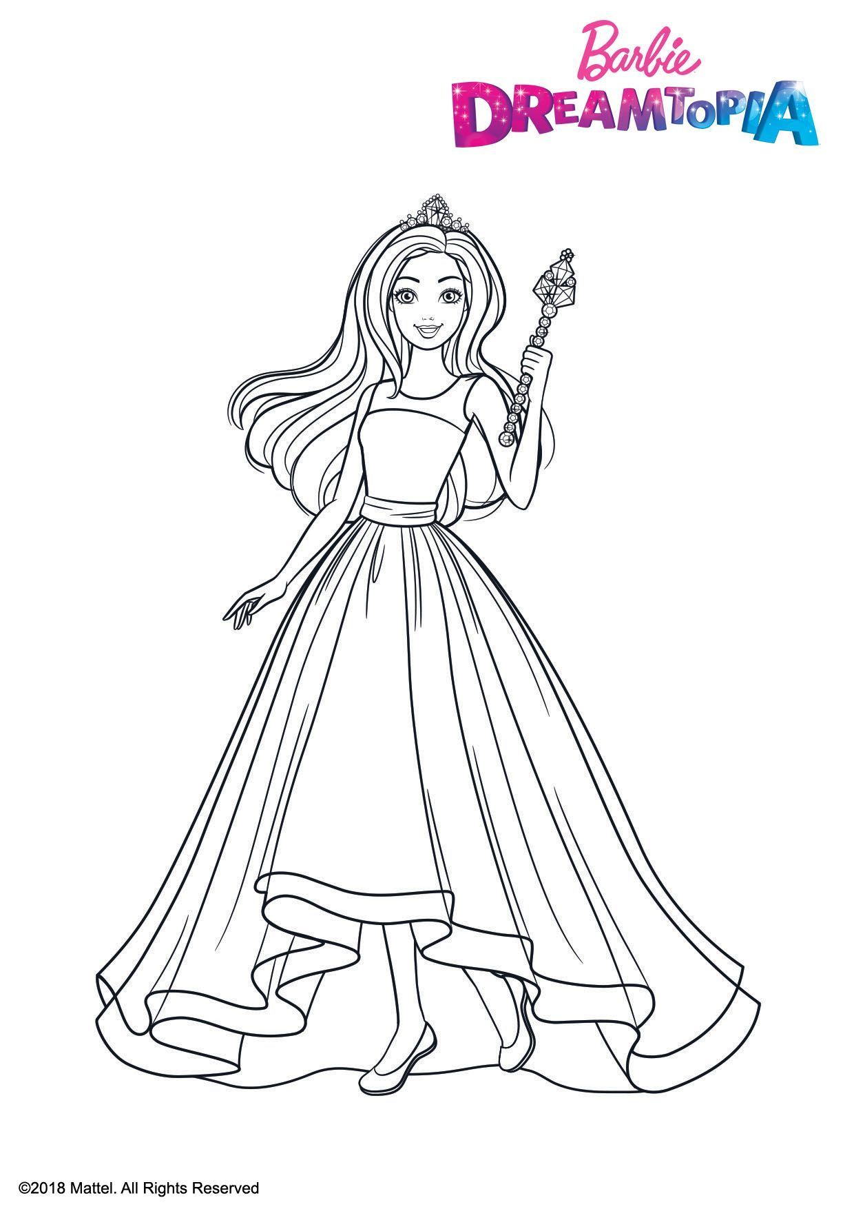 Coloriage Barbie Princesse Arc En Ciel - Barbie à imprimer