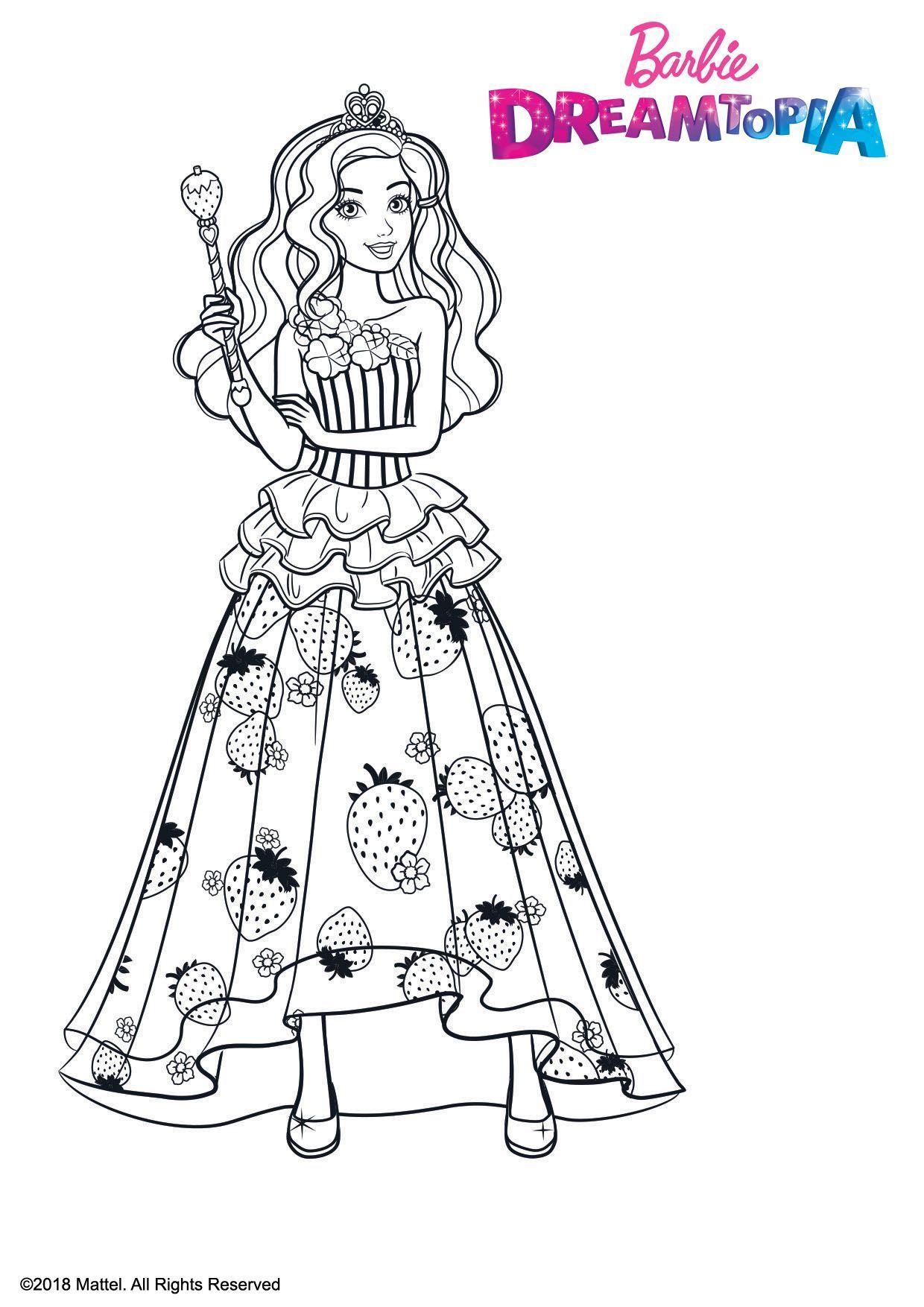 Coloriage Barbie Princesse Bonbons - Barbie à imprimer