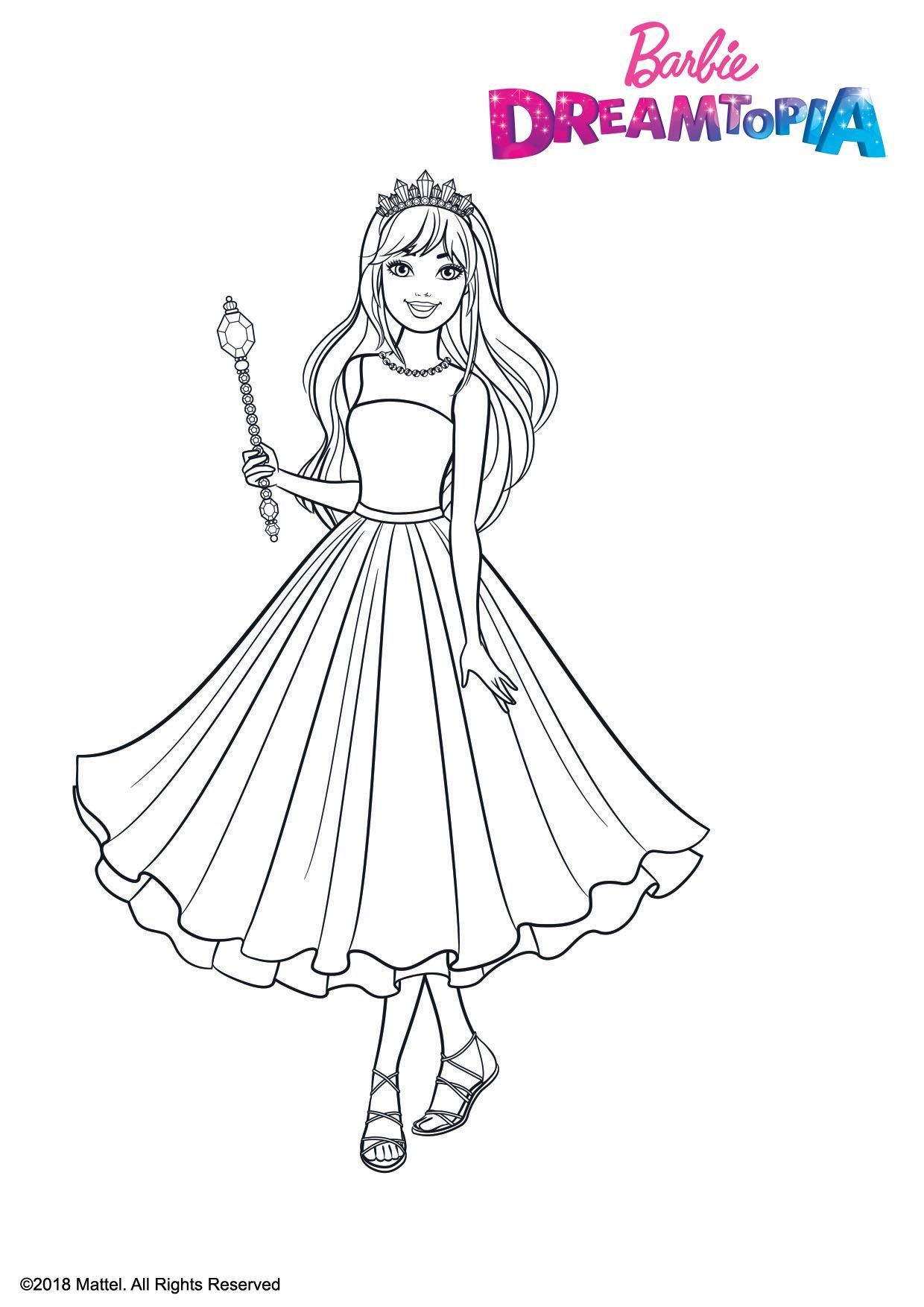 Coloriage Barbie Princesse Pailletes - Barbie à imprimer