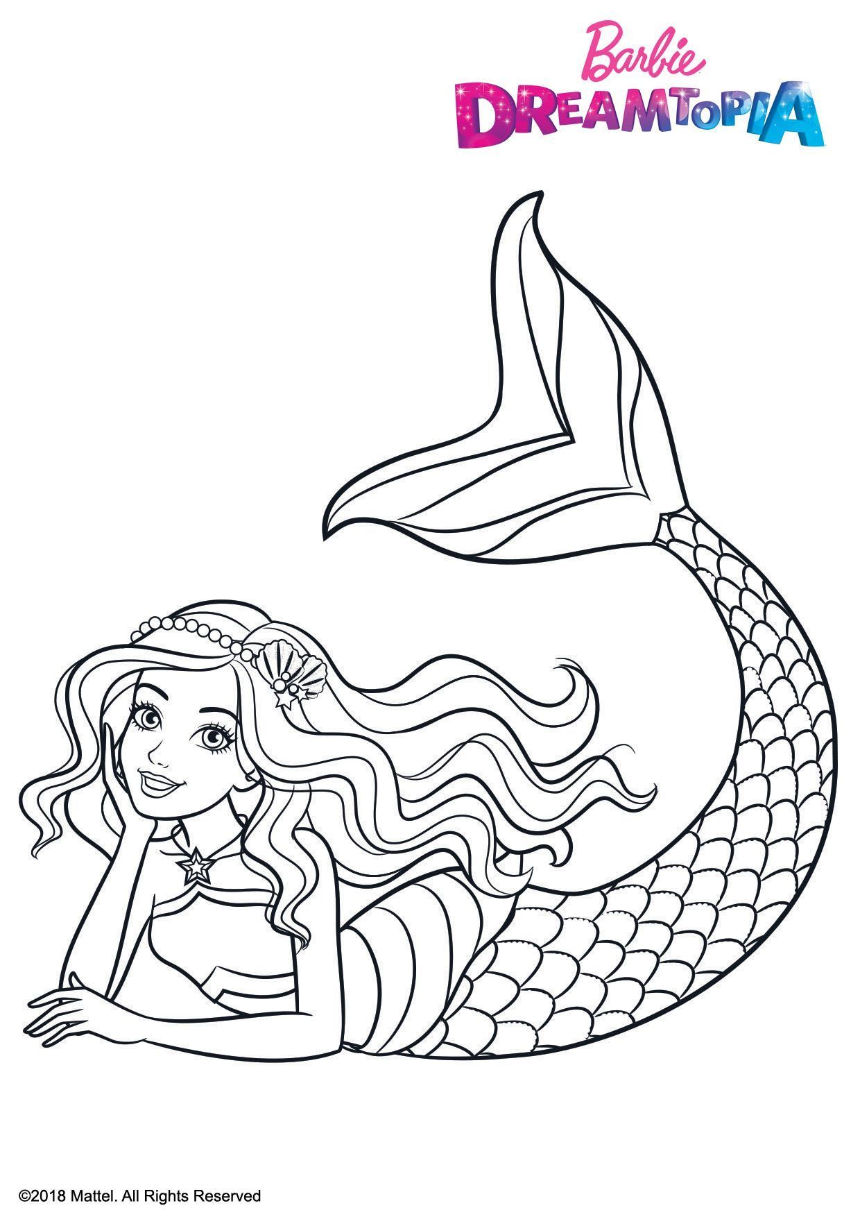 Coloriage Barbie Sirène Arc En Ciel - Sirène à imprimer