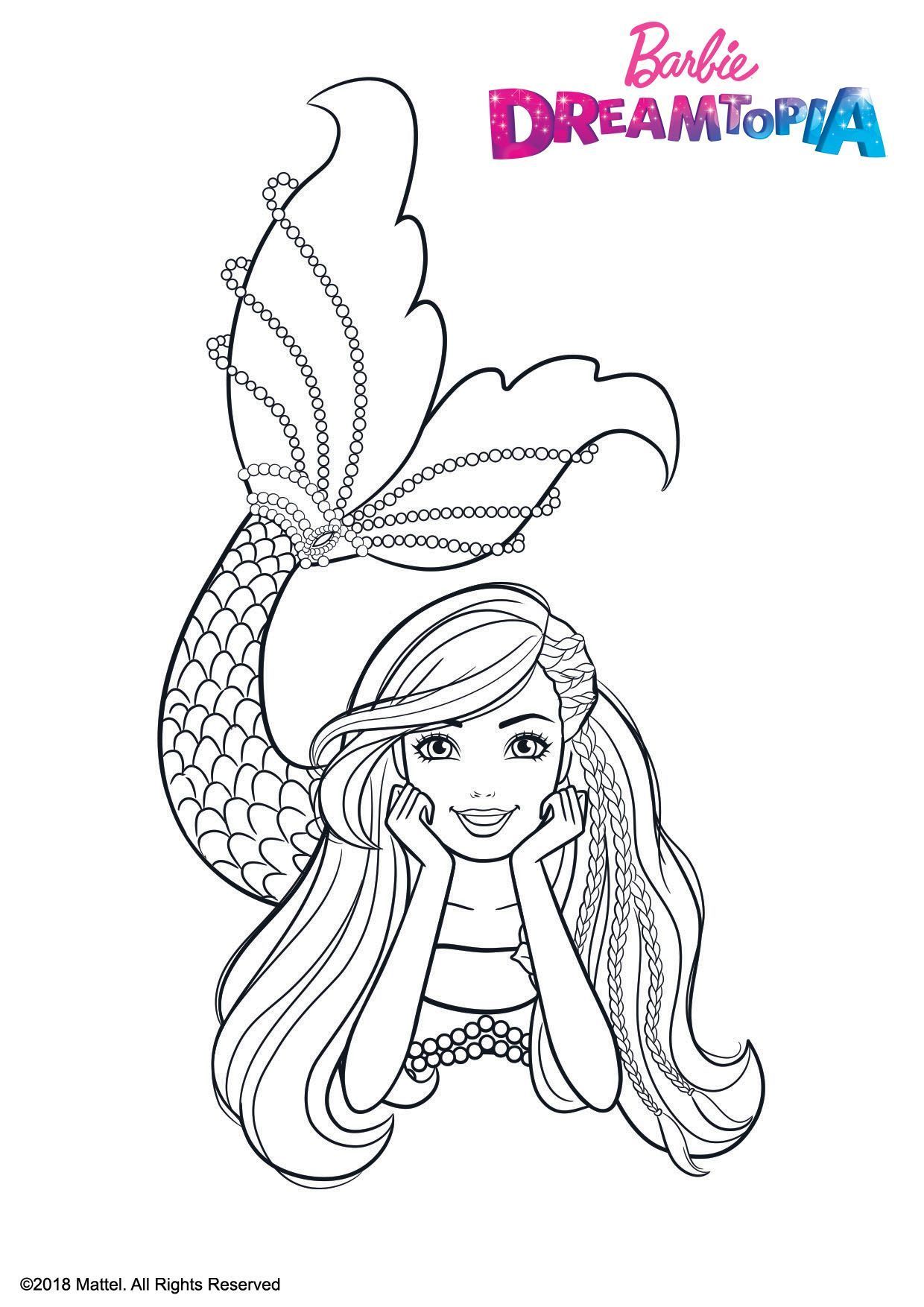 Coloriage Barbie Sirène Multicolore - Barbie à imprimer