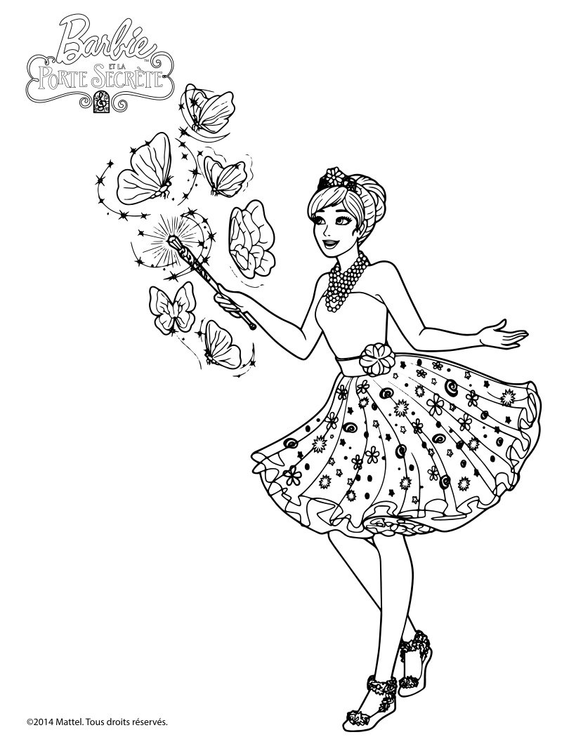 Coloriage Barbie Alexa Cree Des Papillons Magiques - Barbie à imprimer