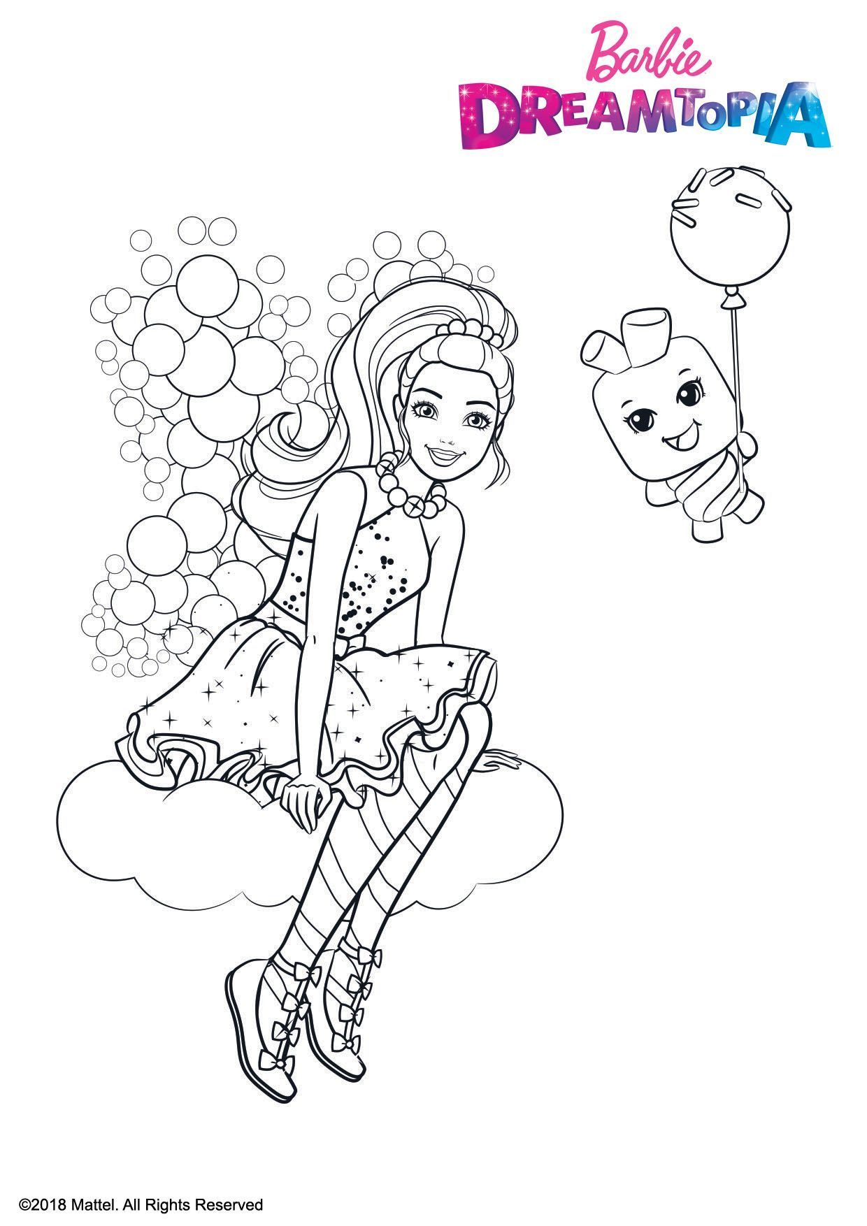 Coloriage Barbie Au Royaume Des Bonbons Dreamtopia - Barbie à imprimer