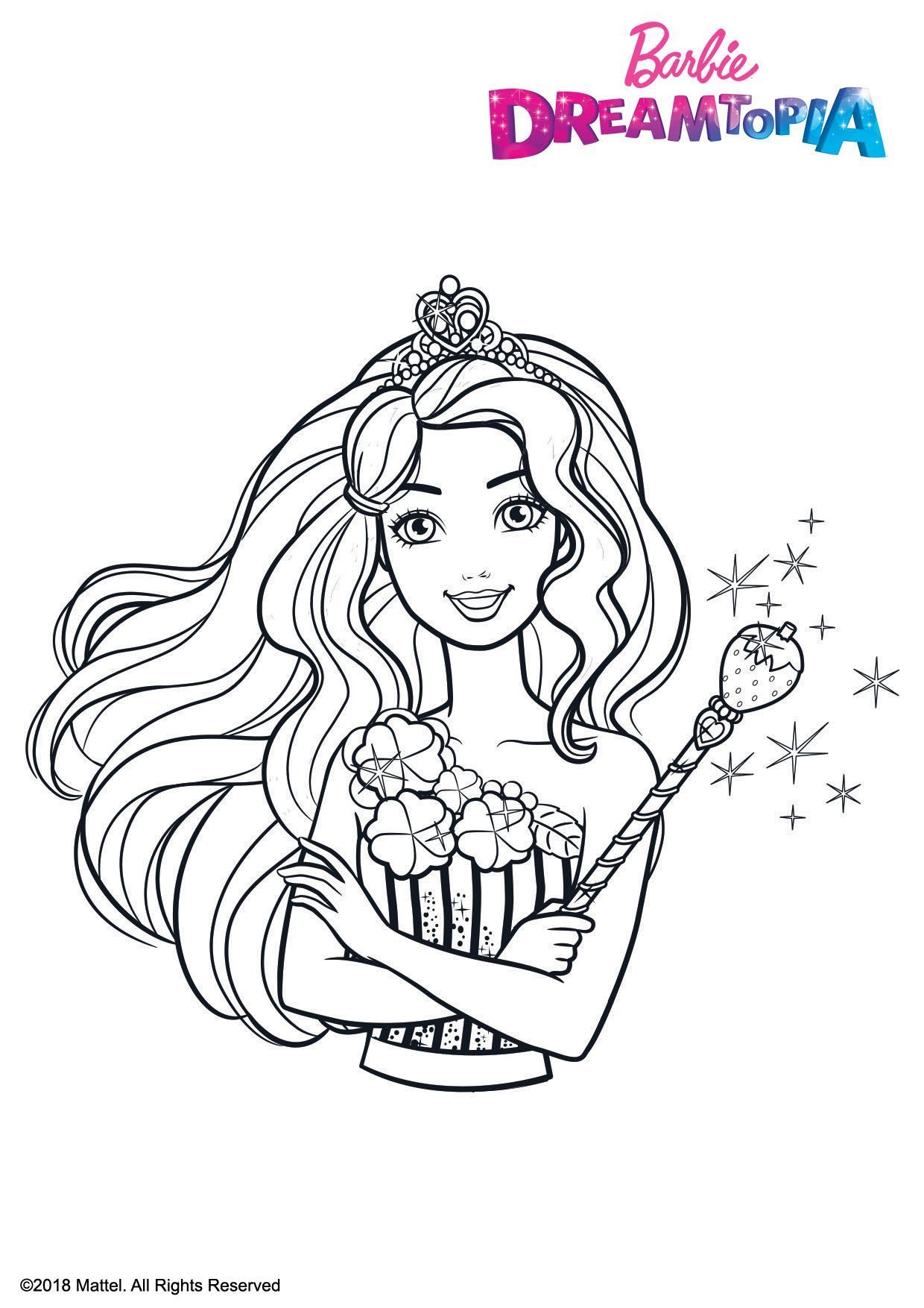 Coloriage Barbie Au Royaume Des Bonbons Fille - Gulli à imprimer