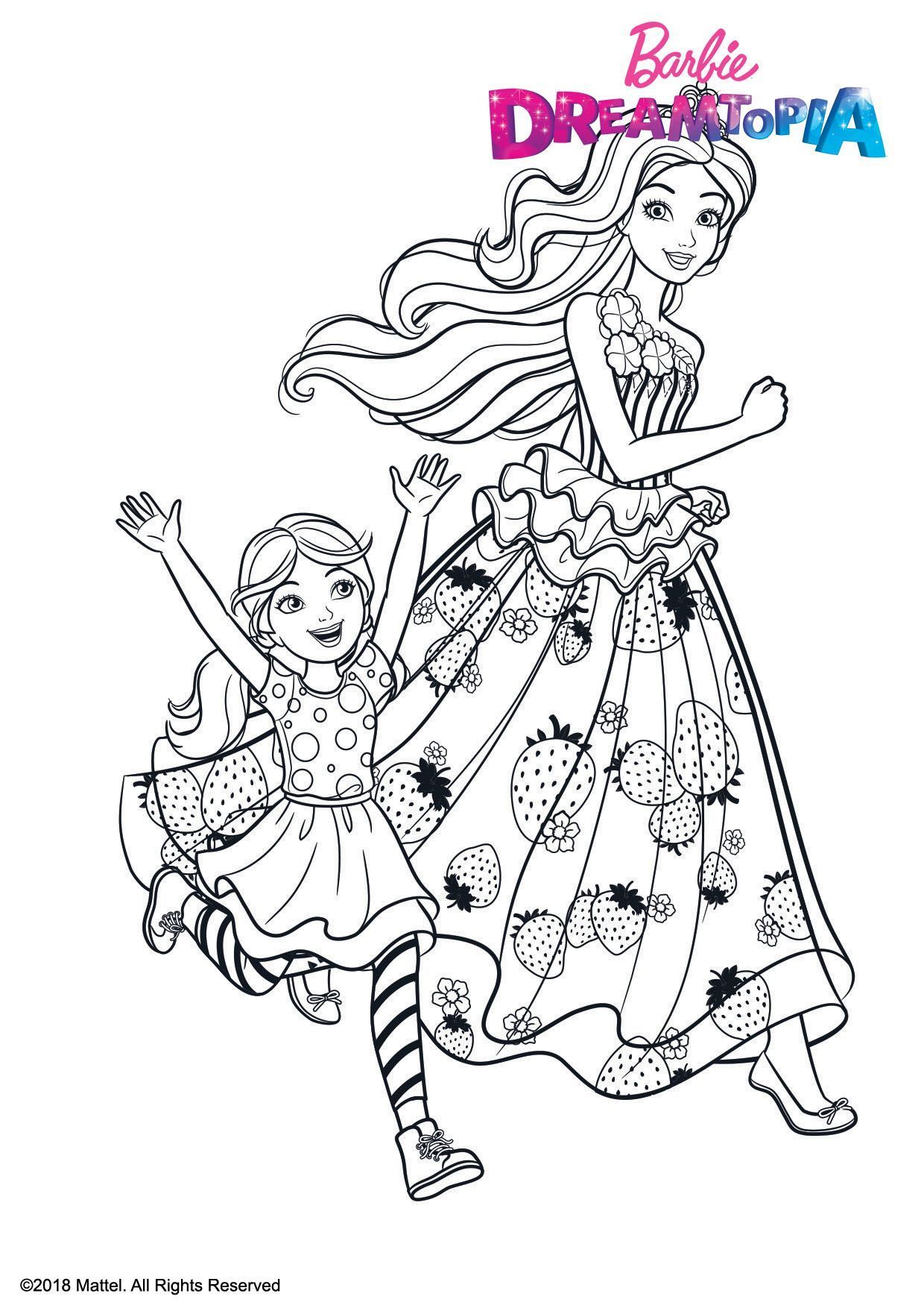 Coloriage Barbie Et Chelsea Au Royaume Des Bonbons - Barbie à imprimer