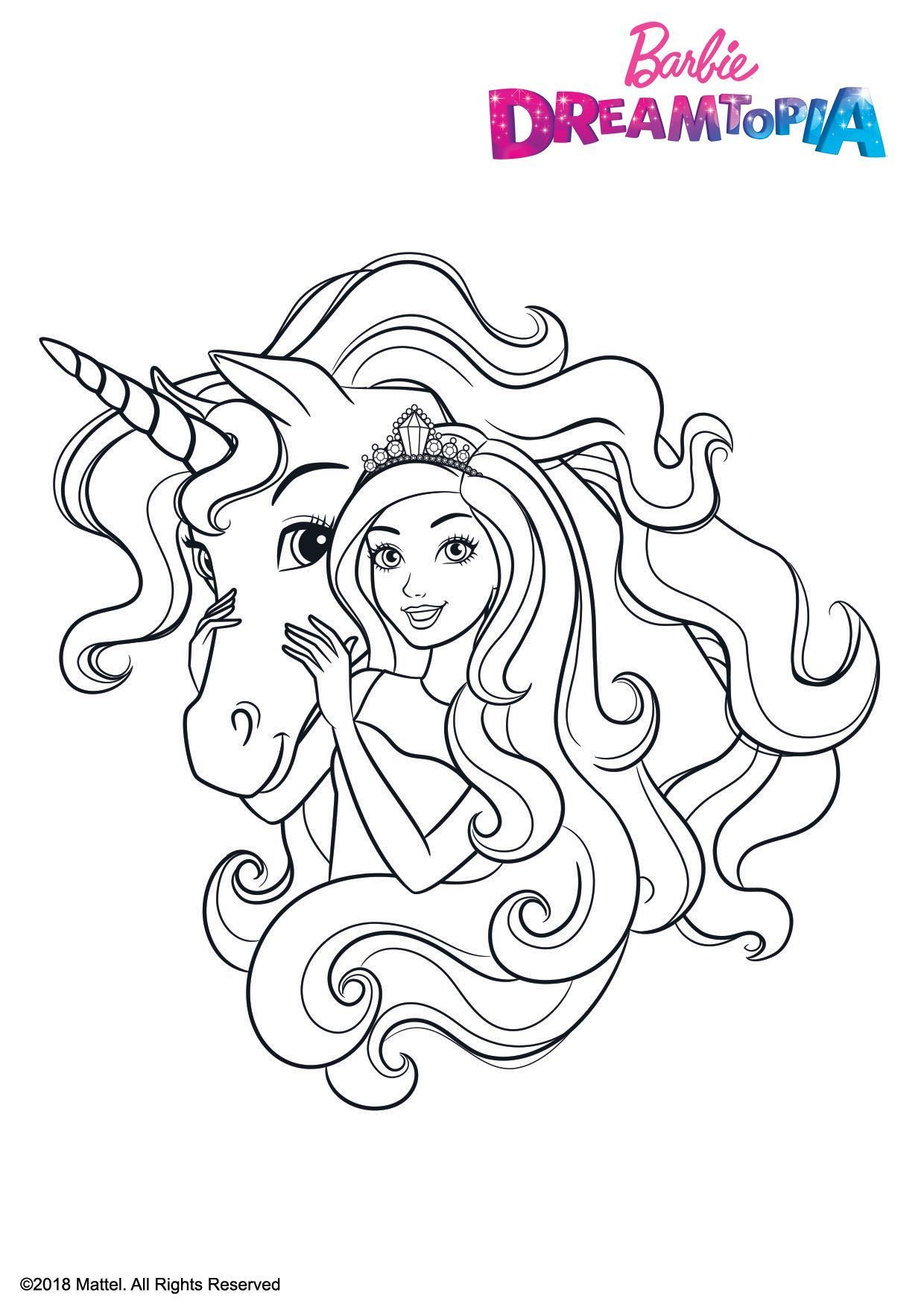 Coloriage Barbie Et La Licorne Ailee - Barbie à imprimer