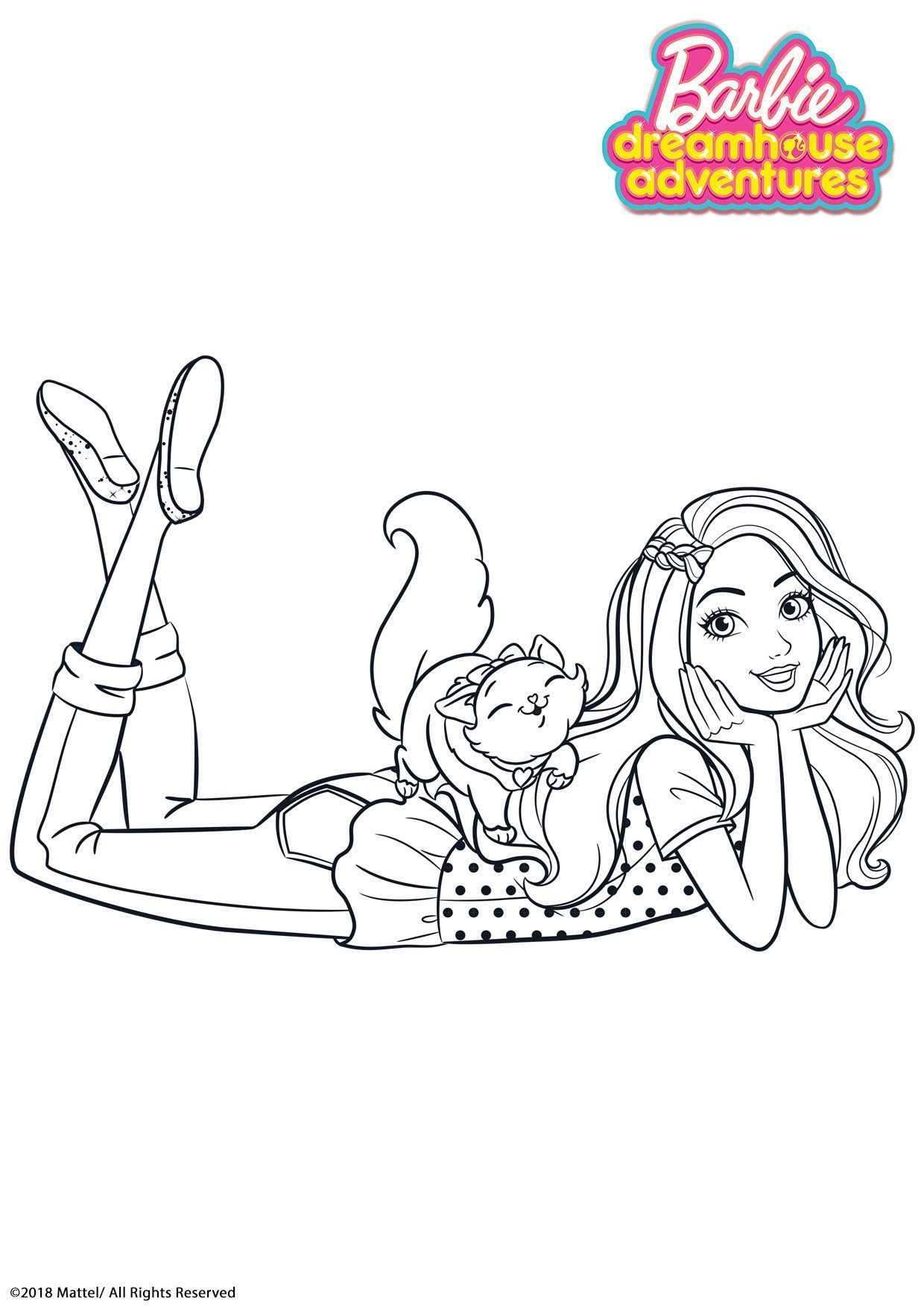 Coloriage Barbie Et Son Chat - Gulli à imprimer