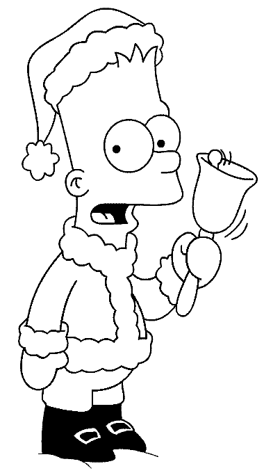 Coloriage Bart Simpson En Père Noël - Simpson à imprimer