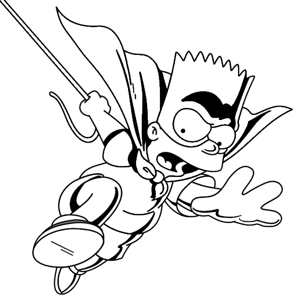 Coloriage Bart Simpson Super Hero - Super héros à imprimer
