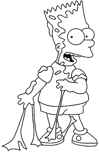 Coloriage Bart A Du Chewing Gum - Simpson à imprimer