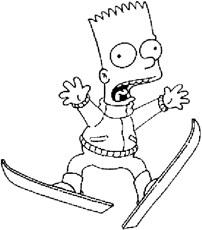 Coloriage Bart Avec Des Skis - Simpson à imprimer