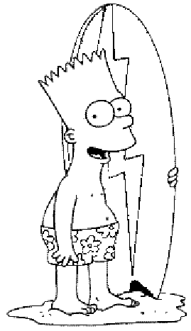 Coloriage Bart Avec Une Planche De Surf - Simpson à imprimer