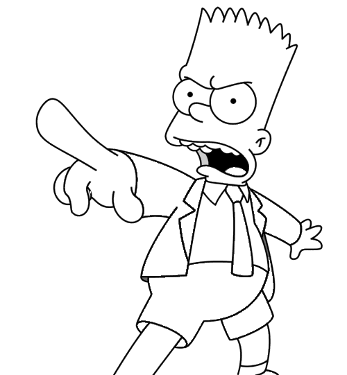 Coloriage Bart En Colère Avec Une Cravate - Simpson à imprimer