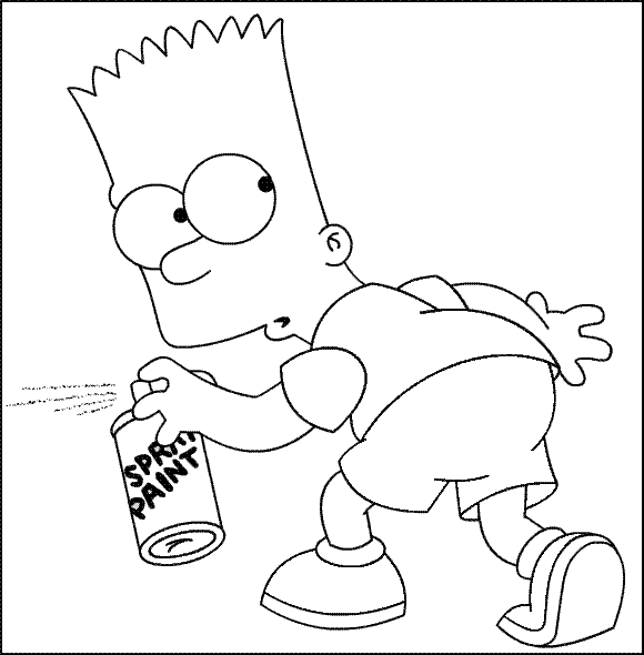 Coloriage Bart Fait Un Tag - Simpson à imprimer