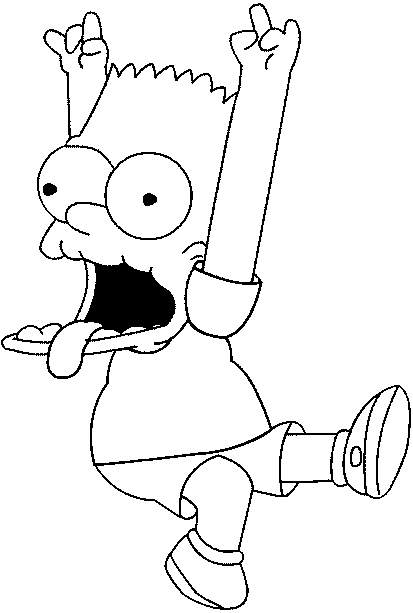 Coloriage Bart Fait Une Grimace Les Bras En L'Air - Simpson à imprimer