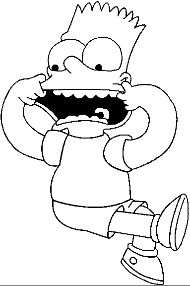Coloriage Bart Fait Une Grimace - Simpson à imprimer