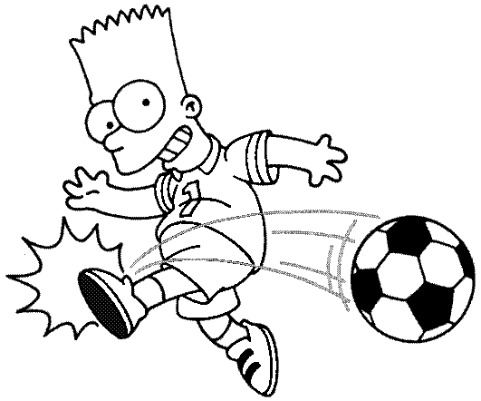 Coloriage Bart Joue Au Foot - Simpson à imprimer