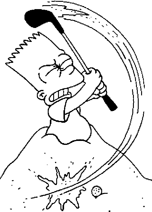 Coloriage Bart Joue Au Golf - Simpson à imprimer