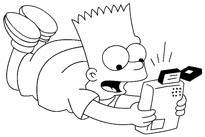 Coloriage Bart Joue Avec Une Console De Jeux - Simpson à imprimer