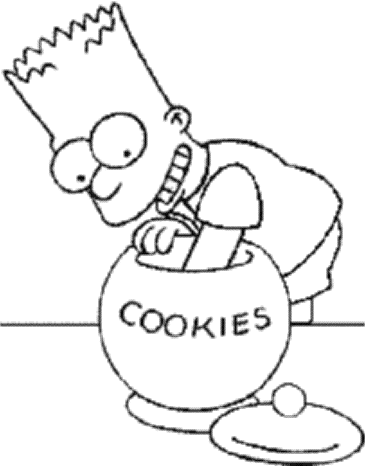 Coloriage Bart Mange Des Cookies - Simpson à imprimer