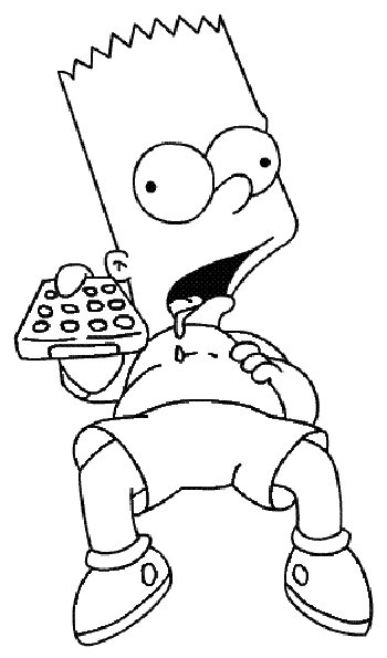 Coloriage Bart Qui Bave Devant La Télé - Simpson à imprimer