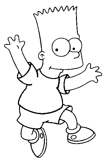 Coloriage Bart Saute En L'Air - Simpson à imprimer
