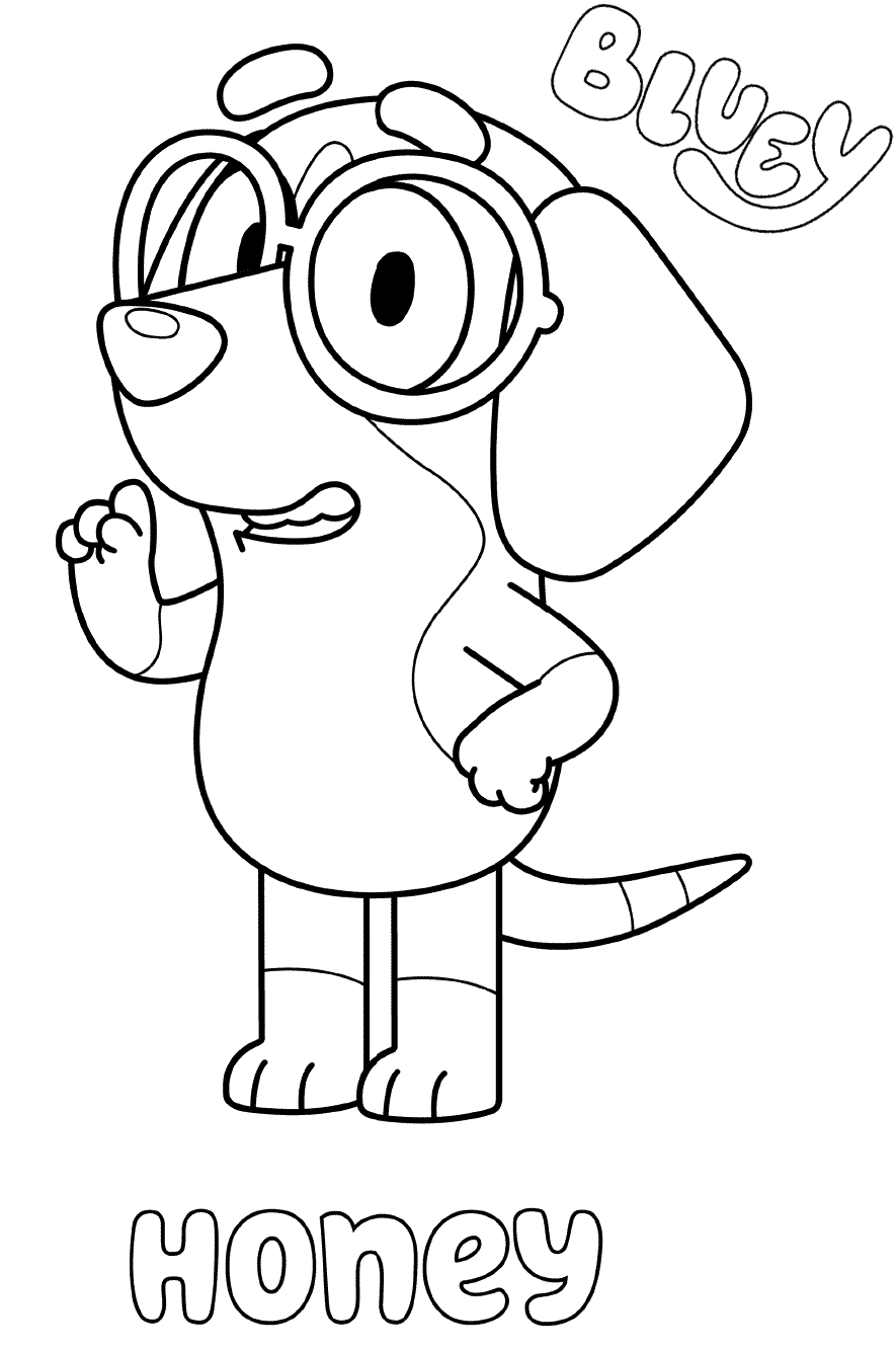 Coloriage Beagle Honey Dog - Bluey à imprimer