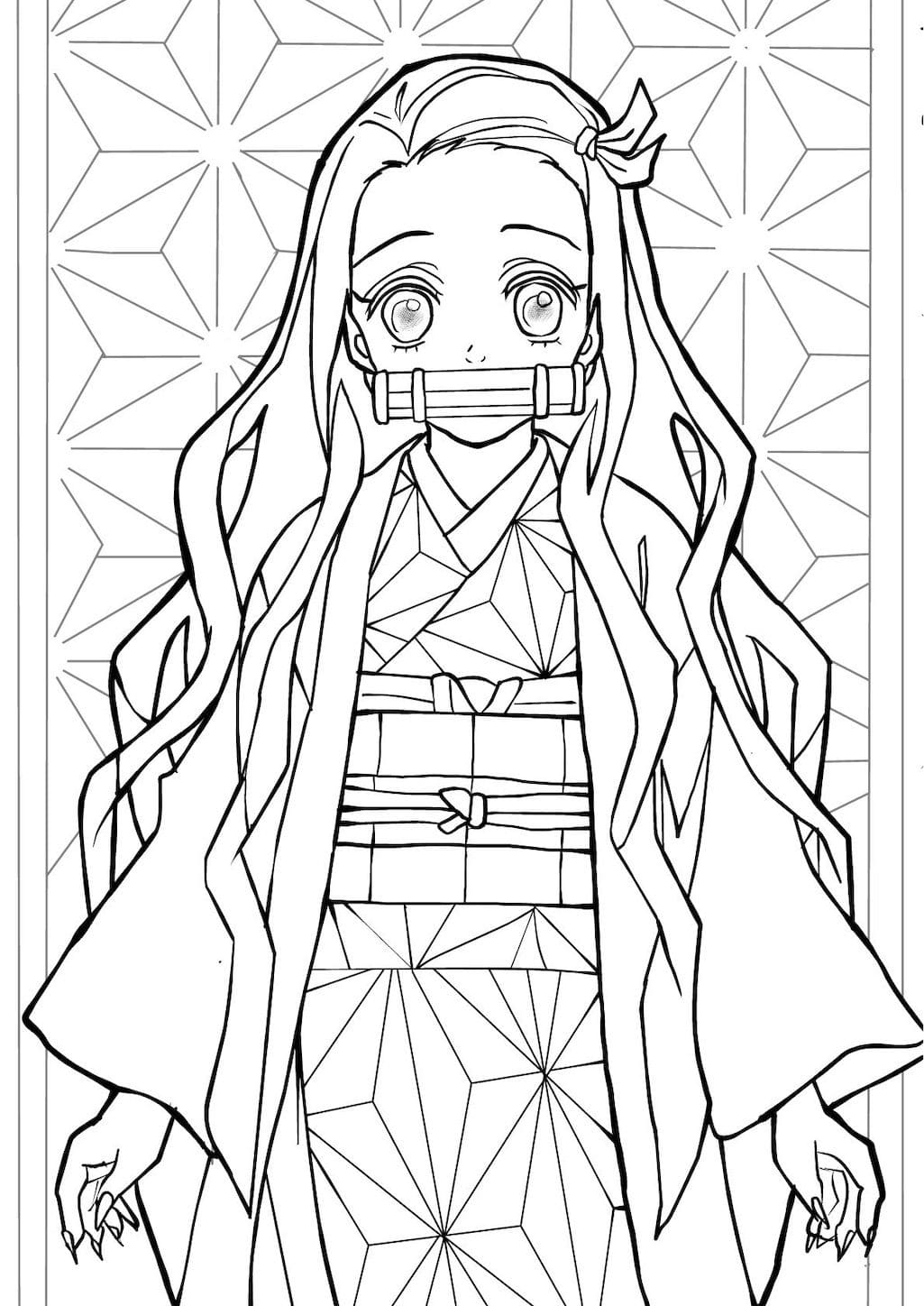 Coloriage Nezuko magnifique de Demon Slayer - Demon slayer à imprimer