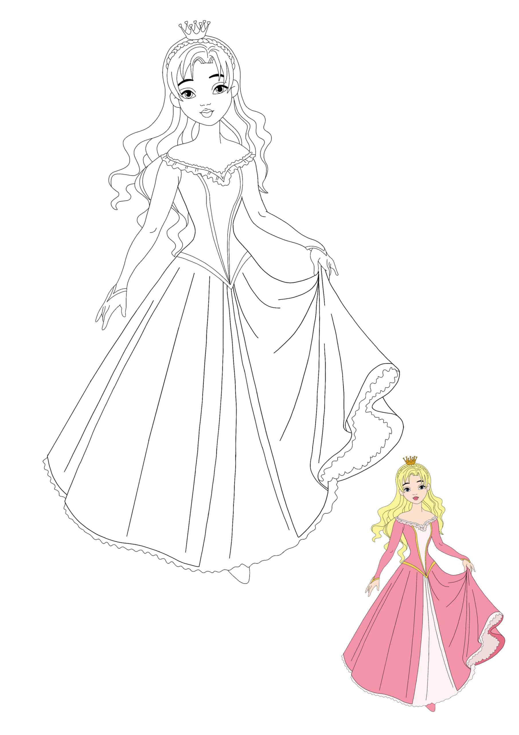 Coloriage Princesse magnifique et élégante - Princesse à imprimer