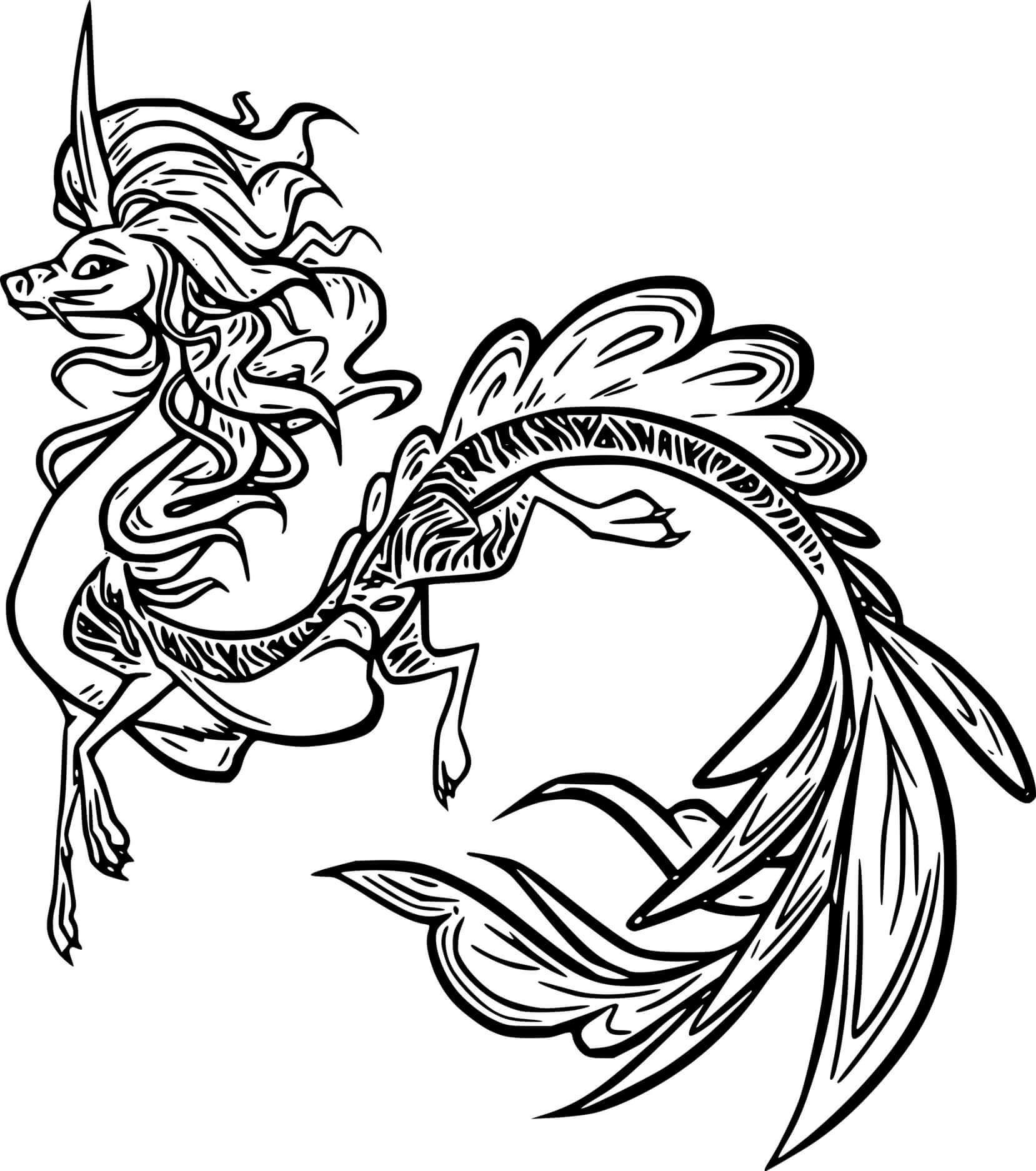 Coloriage Sisu - Le beau dragon magique - Raya et le Dernier Dragon à imprimer