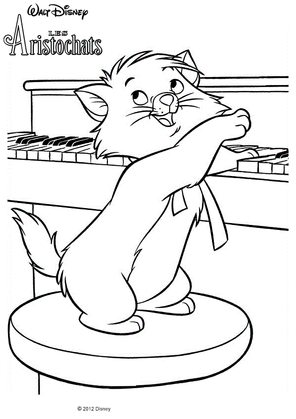 Coloriage Berlioz Au Piano Les Aristochats - Aristochats à imprimer