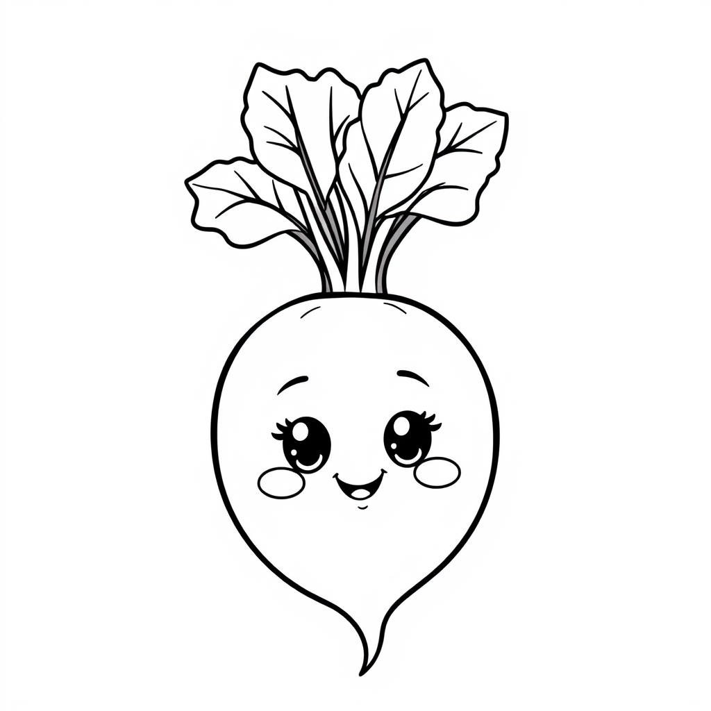Coloriage Betterave Facile Légumes Kawaii - Legumes à imprimer