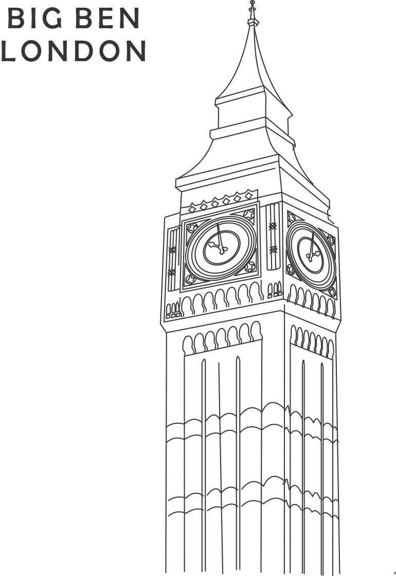 Coloriage Big Ben Londres - Big ben à imprimer