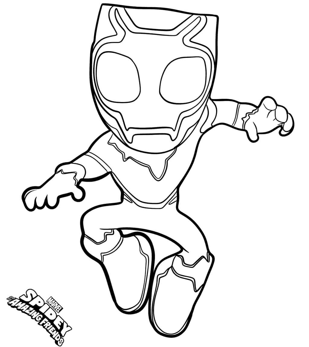 Coloriage Black Panther King Of Wakanda Spidey Friend - Spidey à imprimer