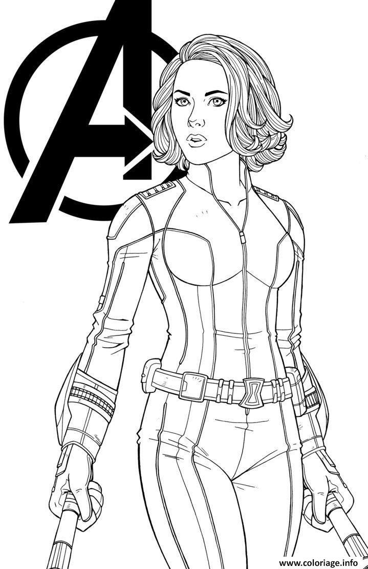 Coloriage Black widow marvel girl - Black widow à imprimer