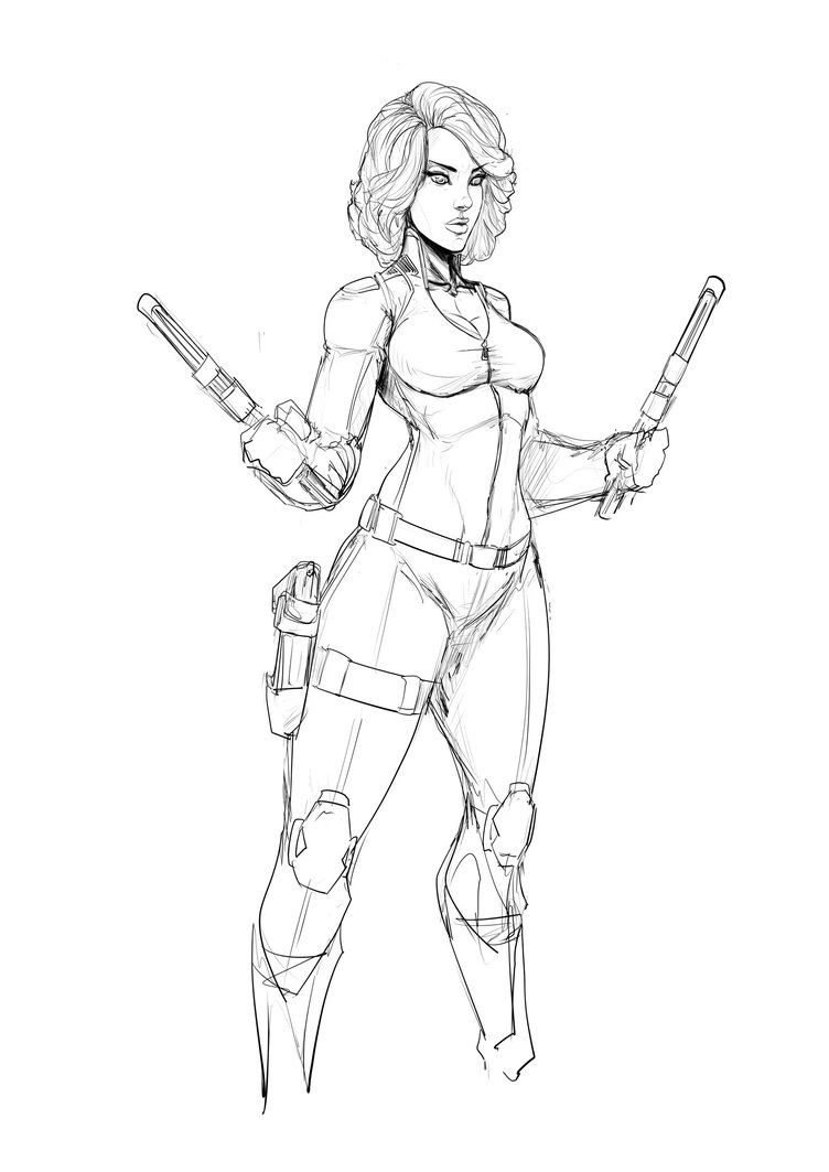 Coloriage Black widow superheros girl fan art - Black widow à imprimer